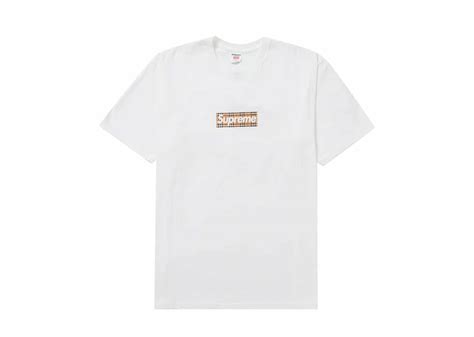 supreme burberry box logo tee white|Burberry box t shirt.